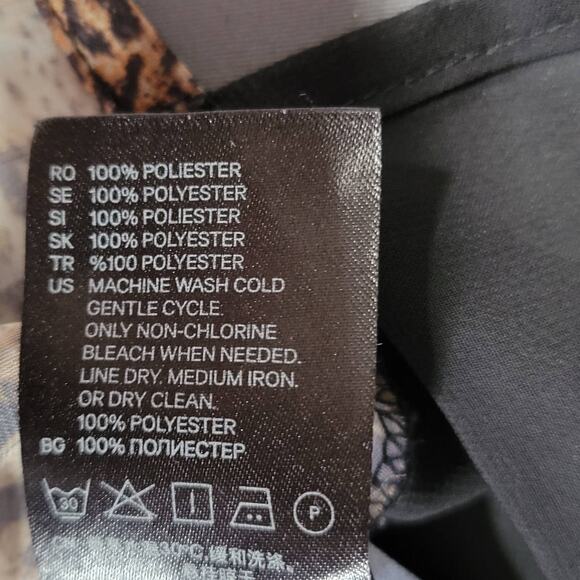 Divided By H&M Brown Shirt Sheer Blouse Leopard Print Short Cap Sleeves Womens 4 - Picture 8 of 8